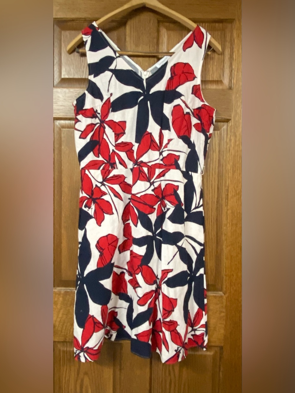 Liz Claiborne Red & Navy Floral A-Line Sundress